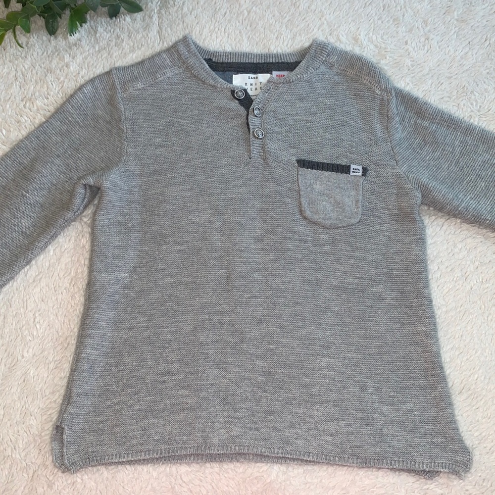 Zara Gray Knit Sweater EUC Baby Boy 18-24M